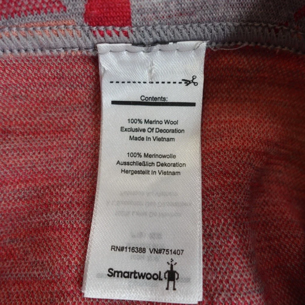 Smartwool Kids Thermal Merino 250 Base‎ Layer Leggings XL Gray Red Pinwheel